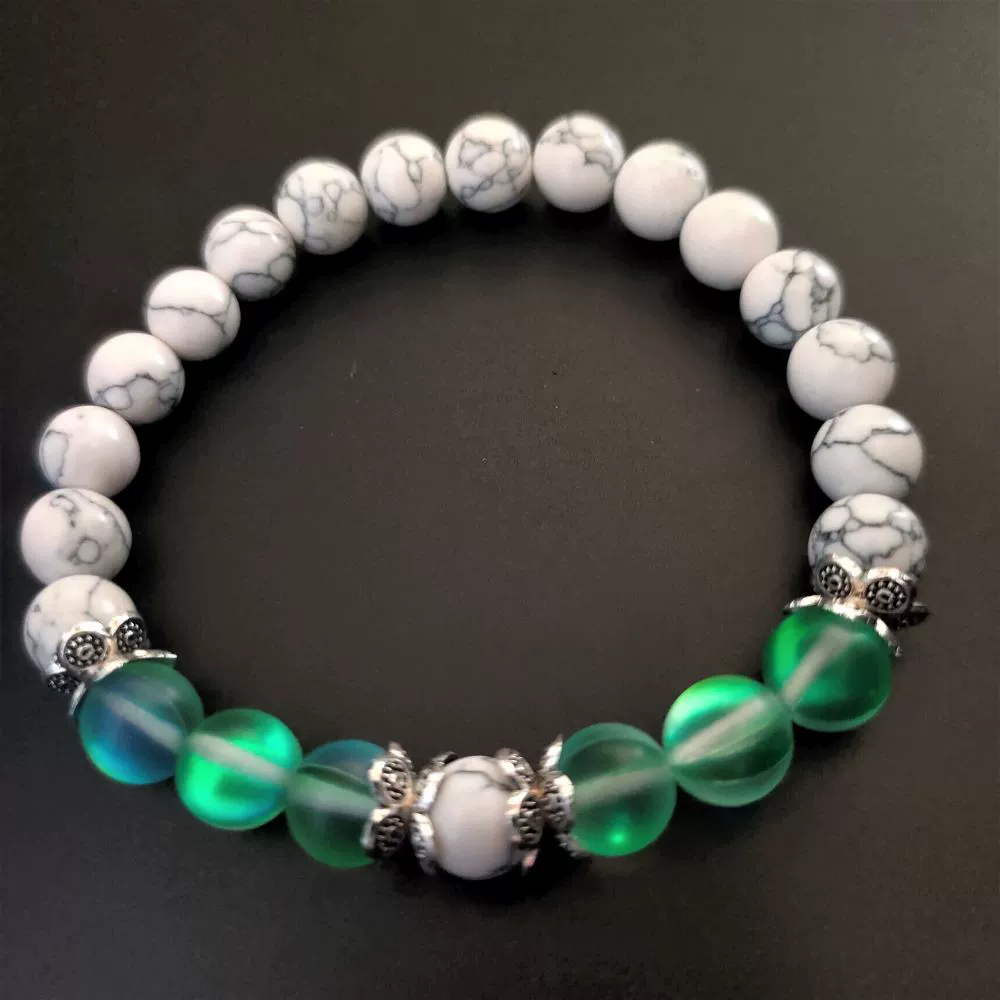 (Cross-border trading), flashing elastic fashionable ball with beads, turquoise beaded bracelet for men and women, European style, 8mm, simple and elegant design