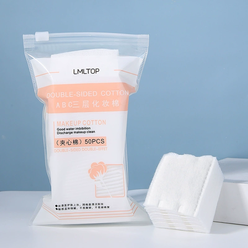 Cotton Pads (YOUSHA) — Non-woven Double-sided Makeup Wipes, Cloth Bag, 50 pcs