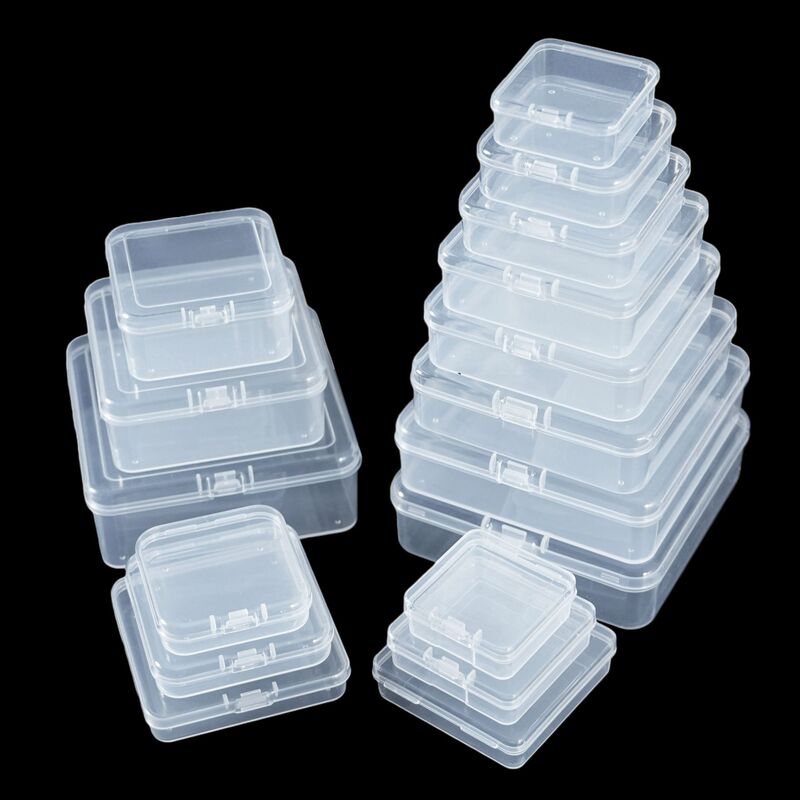 Square Transparent Plastic Box Earplug Box Small Product Packaging Box Jewelry Bean Storage Box Parts Box Fishing Gear Box