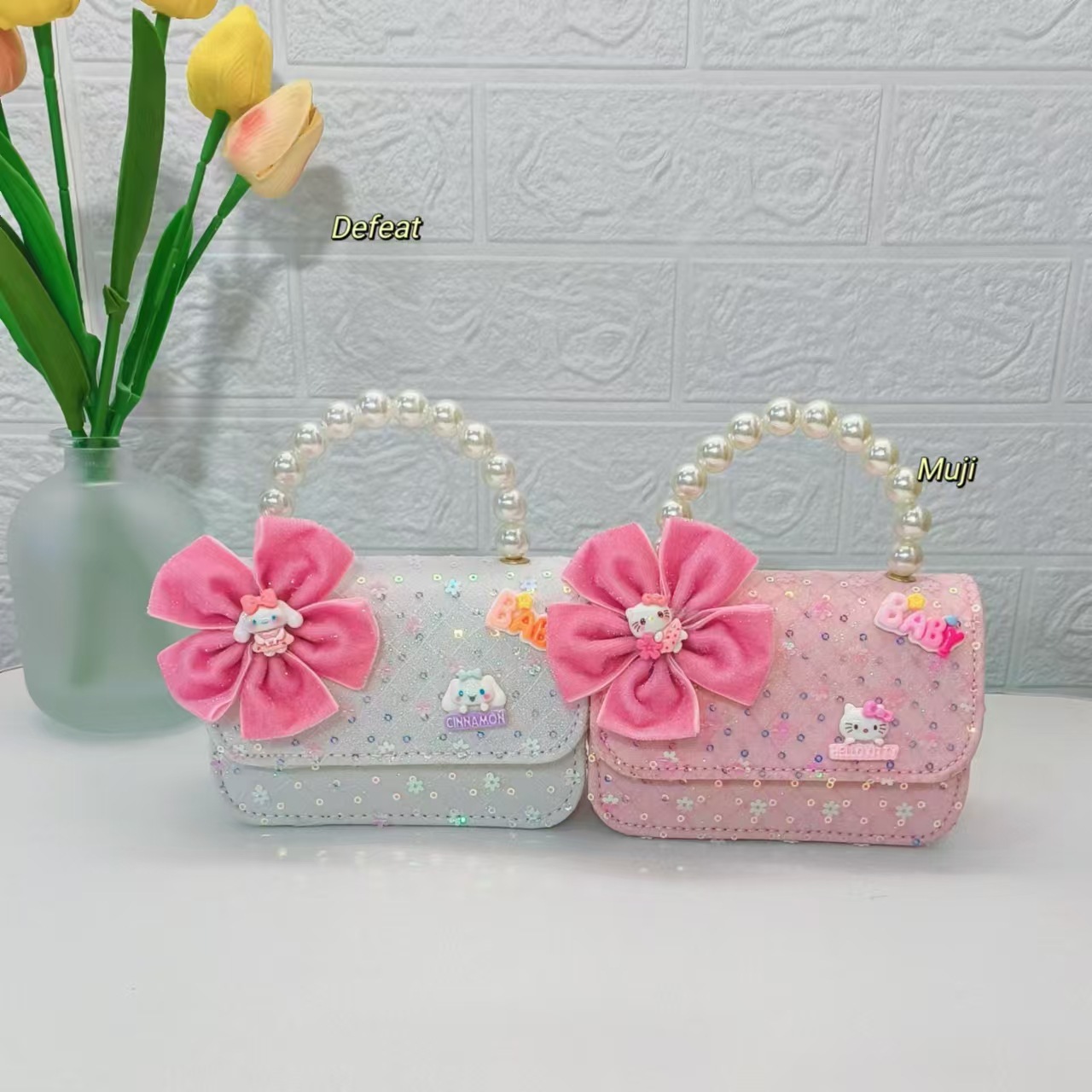 Bolsas de mano de perlas de arco, bolsas de dibujos animados, bolsas de niños, bolsas de cambio para niñas, bolsas de accesorios, bolsas de cadena, bolsas de sequillas