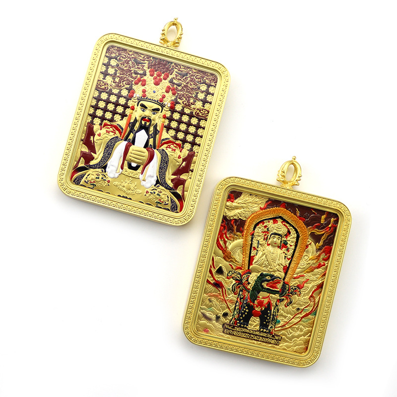 THANGKA GAWU 상자 황동 금 WUYE MANJUSRI 양면 입체 THANGKA 펜던트 휴대용 부처님 부적 펜던트