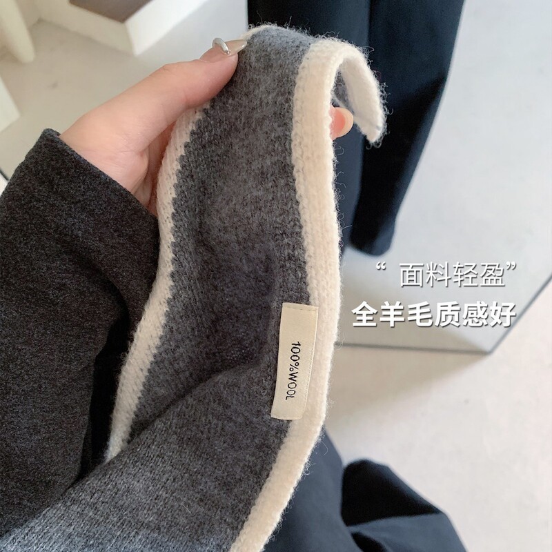 高品质专柜款100%羊毛披肩女秋冬针织围巾女多系法护颈三角围脖打|undefined