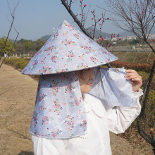 夏季户外男女劳动遮阳帽遮面采茶斗笠帽大沿披肩雨竹编帽