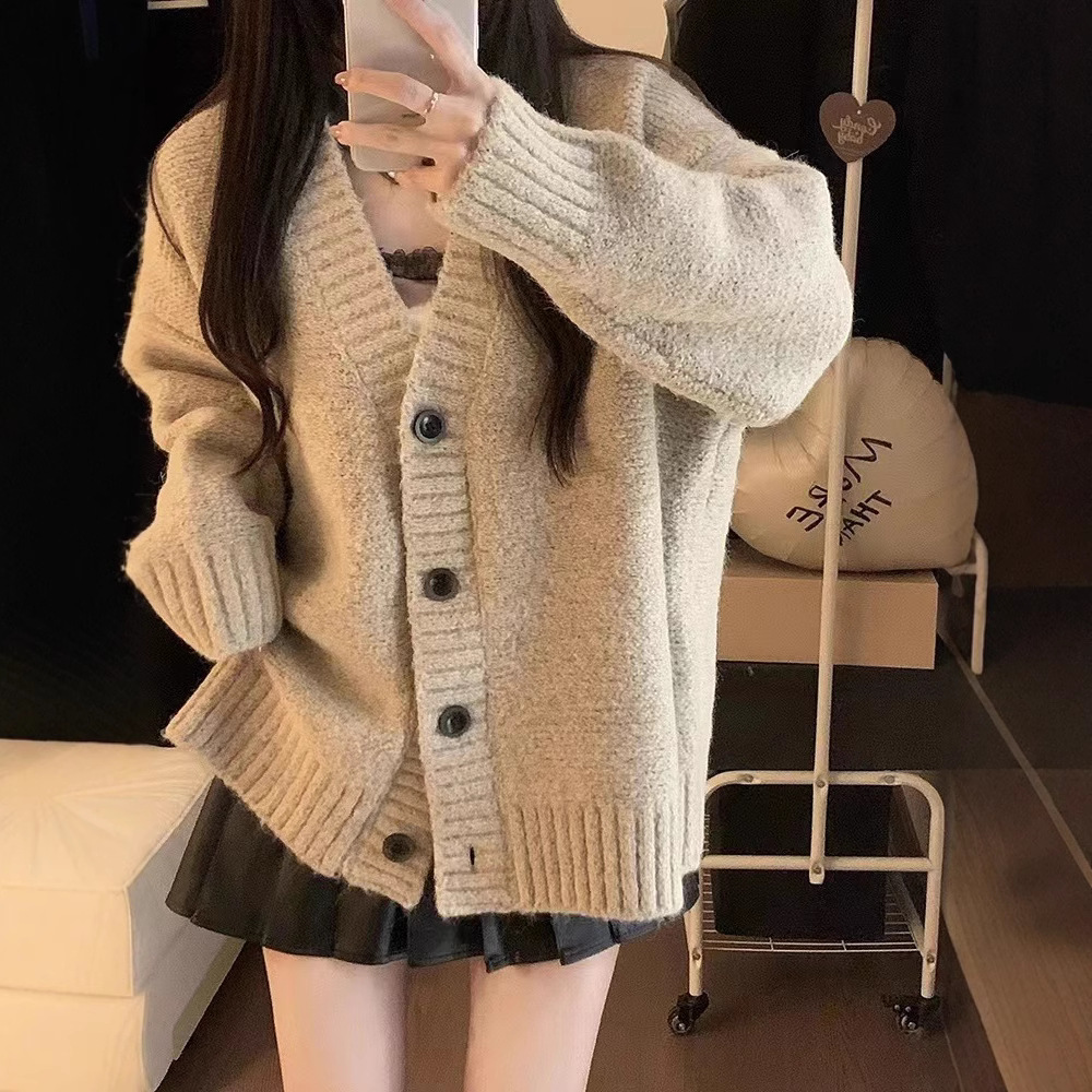 ChicShe ChicShe 2024 New Autumn Winter High-End Knitted Cardigan Sweater For Women Soft Casual Loose Lazy Style Versatile Coat_voghion.com