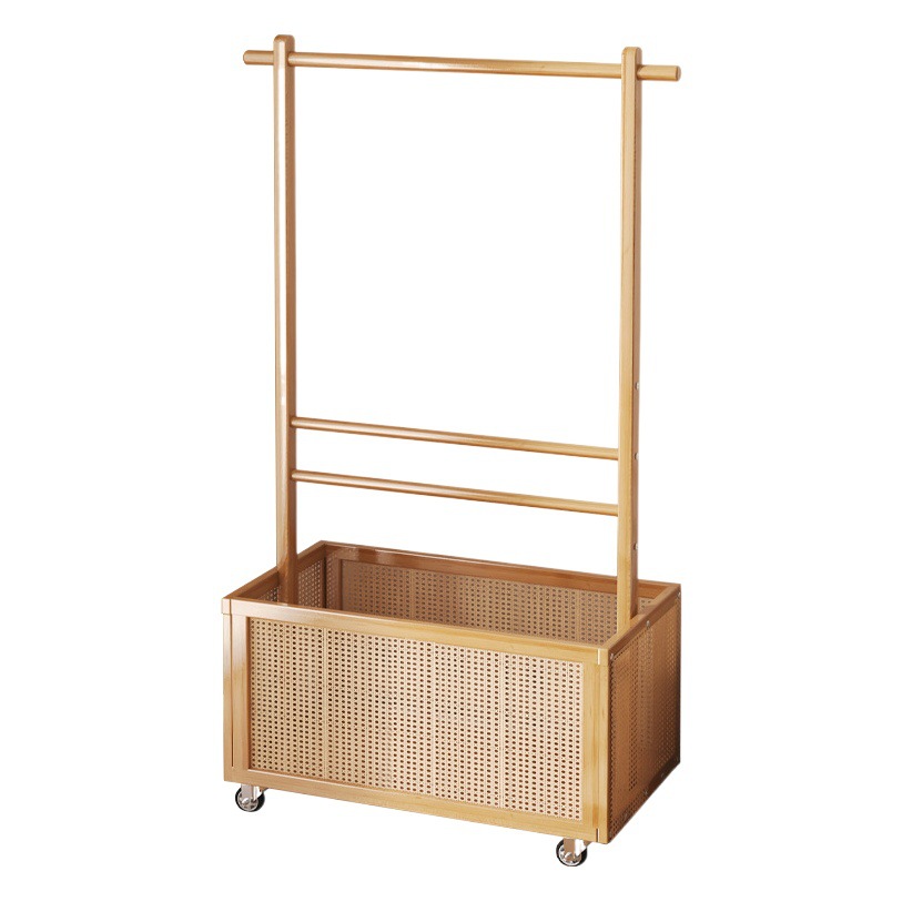 Percha de ropa piso dormitorio puerta de madera maciza percha de ropa simple percha de ropa para el hogar percha de ratán de lujo ligero multifuncional perchero