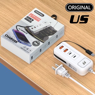 New Mobile Phone Charger Strip 4Usb Multi-Port Dual Pd Fast Charging Head Universal with Type-C Socket Extension Cord