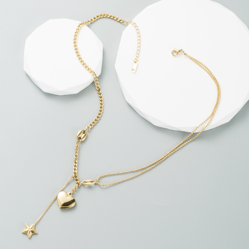 Fashion Heart Shape Titanium Steel Necklace Plating Stainless Steel Necklaces