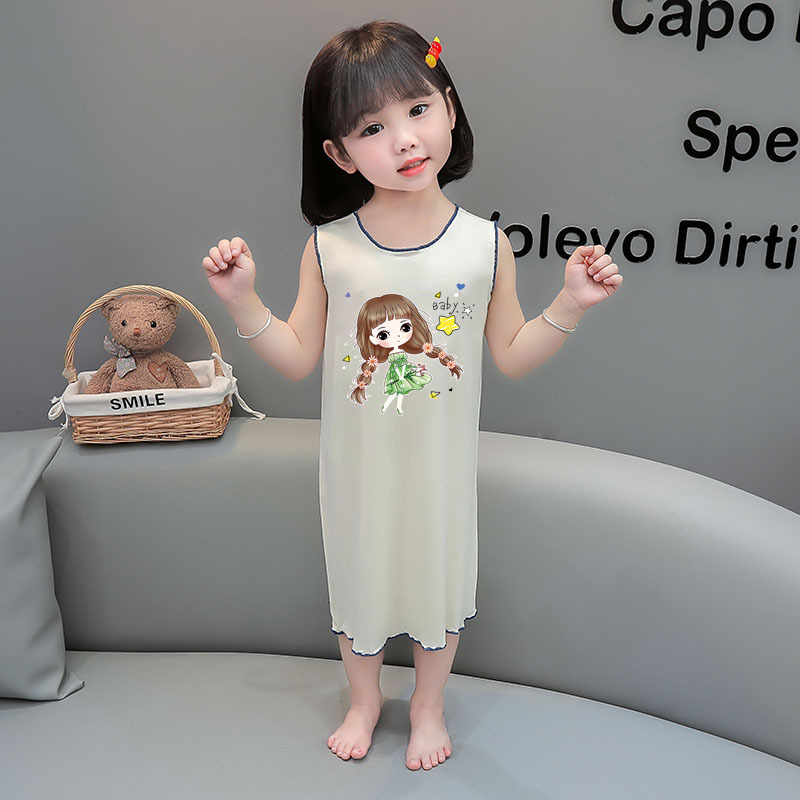 2026 vestido de pijama de hielo para niños verano ocio nuevo pijama de niñas ropa para el hogar vestido de bebé lindo chaleco vestido image 7