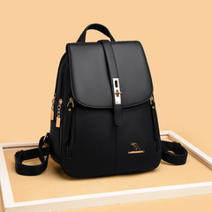 Cross-border custom dual-shoulder bag 2023 new PU large-capacity monochrome backpack unidirectional bag outdoor casual travel bag