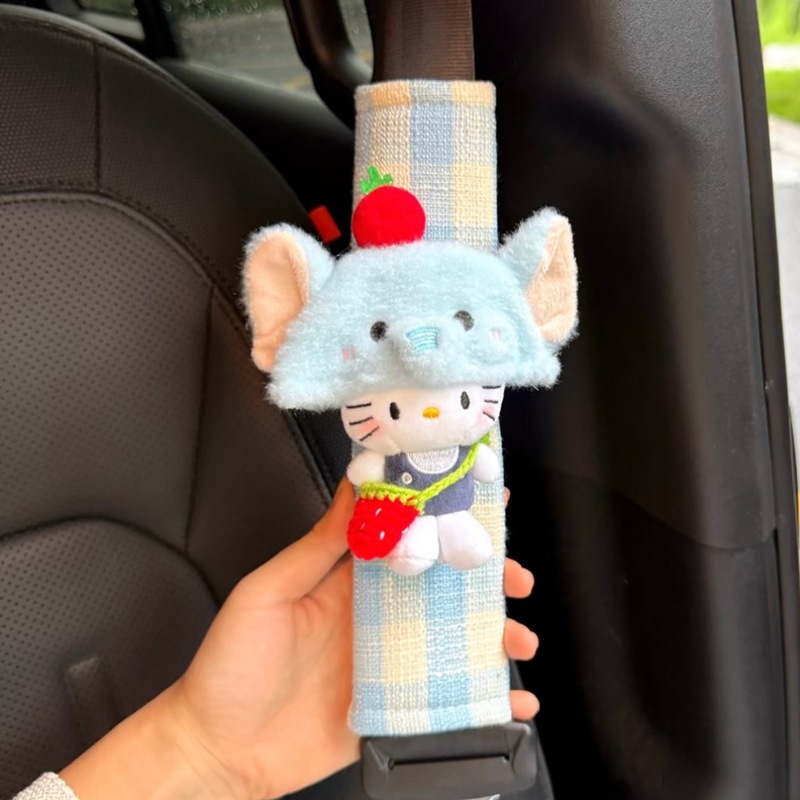 手作りキティ象ヘッドギア kt ぬいぐるみ車のシートベルトショルダーカバー抗首絞め車のインテリアアクセサリーギフト|undefined