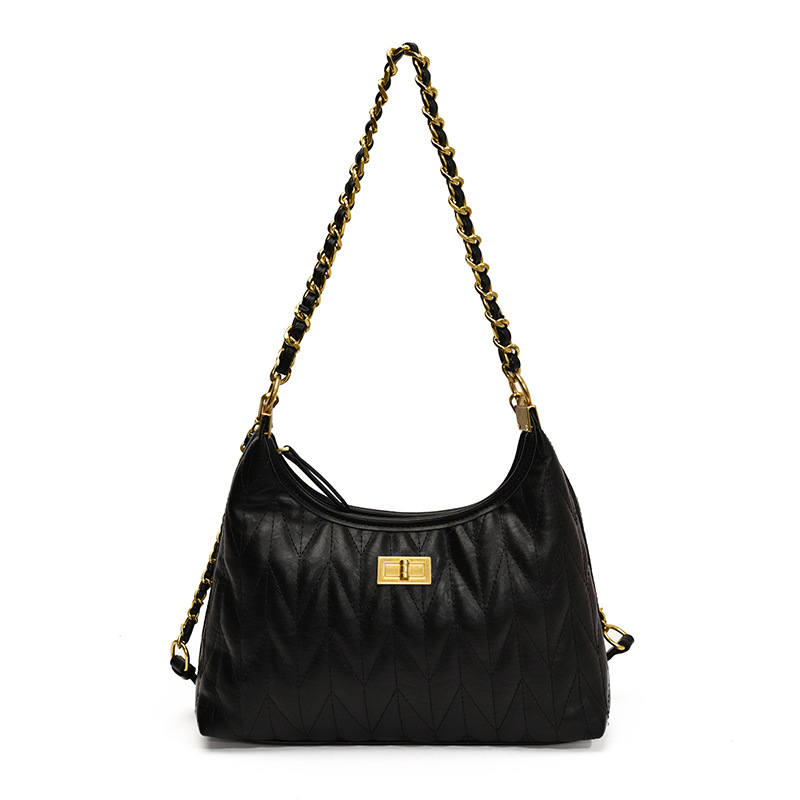 Bolso de cadena de diamante de alta calidad para mujeres 2025, otoño y invierno nuevo estilo retro bolso de bolsas de bolsas fragrantes, textura plegable, mochila