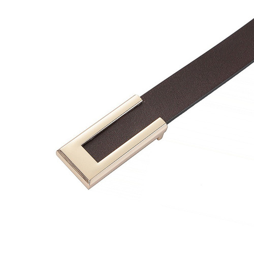 Wholesale Women's Rectangle Smooth Buckle Calfskin Belt for Casual, Versatile Decor Korean Style Genuine Leather Belt