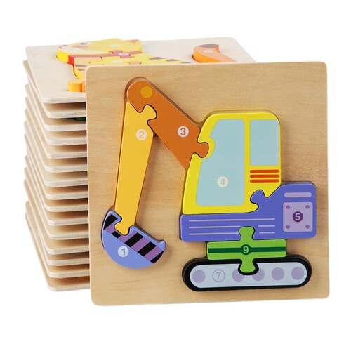 Wooden animal vehicle digital panel puzzle logical thinking training children's educational early education cognitive toy