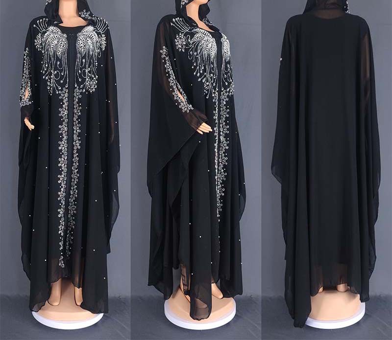 Cross-border Middle East Dubai Best-Selling Popular Long Robe Rhinestone Cardigan Dress 8869_ecoleips.com