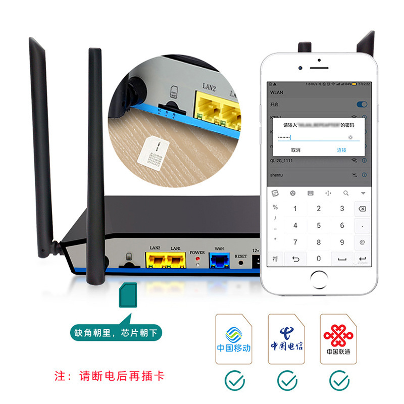 Enrutador de tarjeta LTE sim a cable a Wifi compatible con toda la fuente de los fabricantes de Netcom 2.4G de alta velocidad