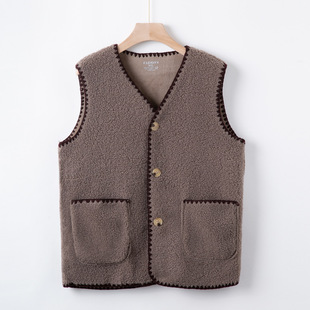 2024 New Middle-aged Mother Short Vest for Middle-aged and Elderly Loose Ware Thin Western Style Grandma Autumn Top