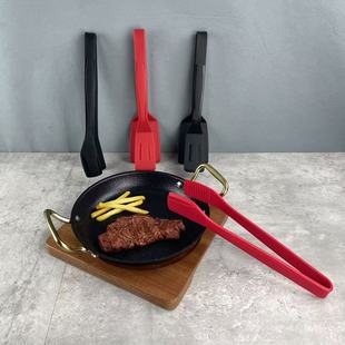 Silicone Steak Clip Fish Shovel Bread Clip Fried Fish Clip Barbecue Clip Camping Picnic Food Clip 2-in -1 Pan Shovel Clip