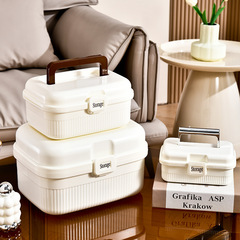 Portable and Multifunctional Layered Medical Box with High-End Design, Ideal for Home Use and Bedroom, Stylish Makeup Storage Box