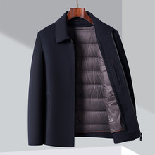 新款男士羊毛大衣2025冬新品中年鸭绒内胆翻领毛呢外套夹克男批发