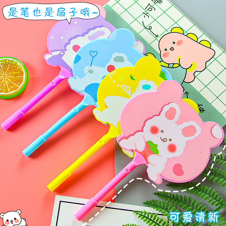 Lindo conejo fan pen creativo logo publicidad regalo al por mayor de dibujos animados estudiante niños regalo fan bolígrafo