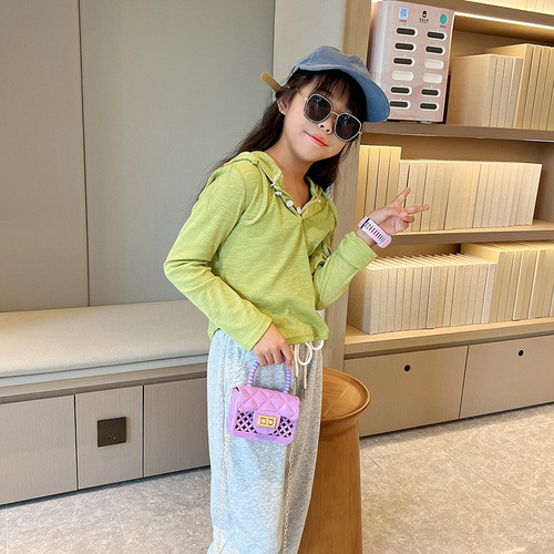  New Trendy Fashion Lattice Simple Solid Jelly Bag Chain Shoulder Bag Mini Small Handbag for Women