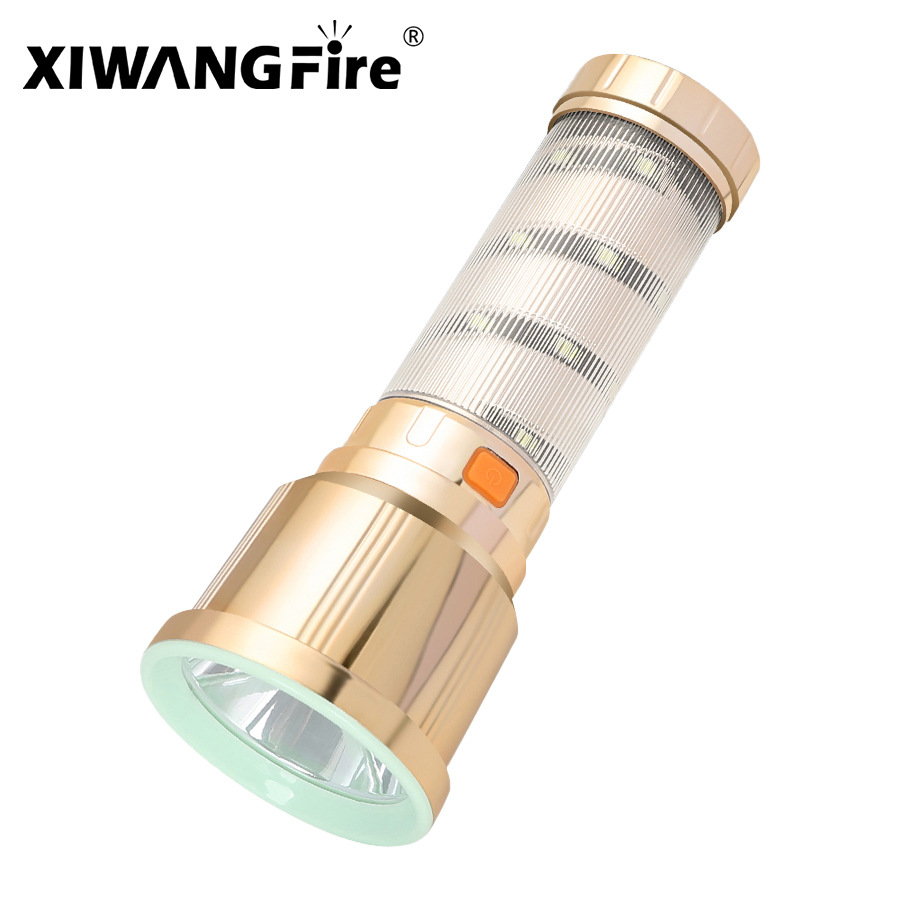 Nuevo cross-border linterna de luz luminosa multifuncional lámpara de camping multifuncional tipo C linterna LED recargable