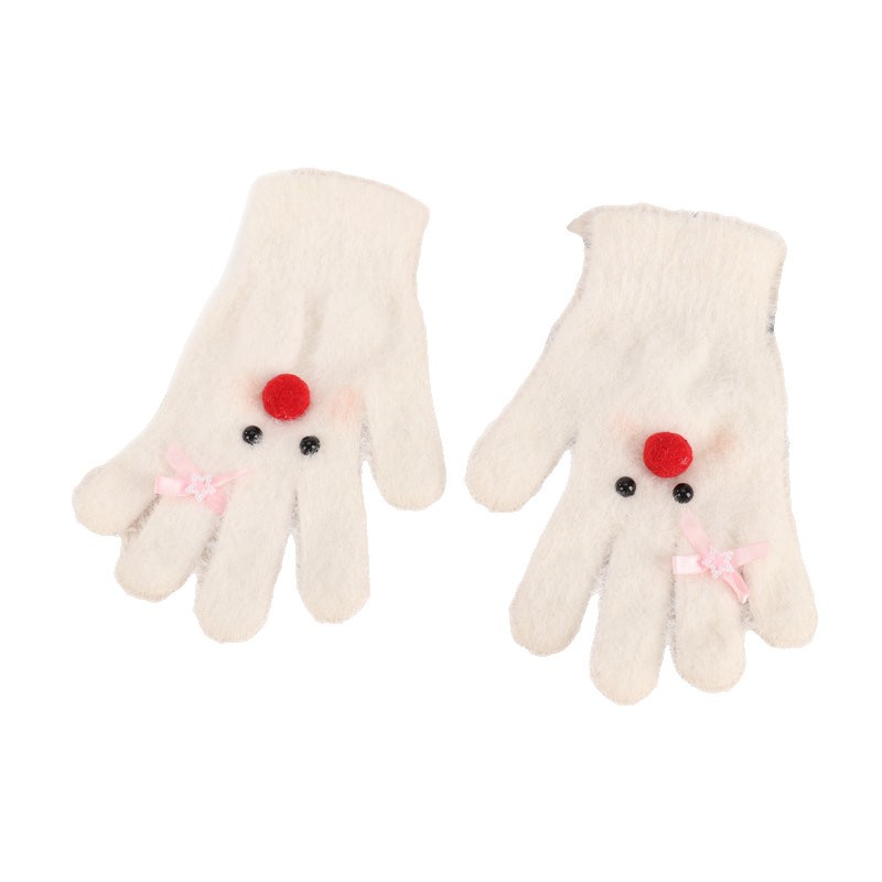 snowman girl‘s heart winter warm fleece-lined thickened gloves women‘s autumn and winter touch screen design adult cold-proof and cold-proof