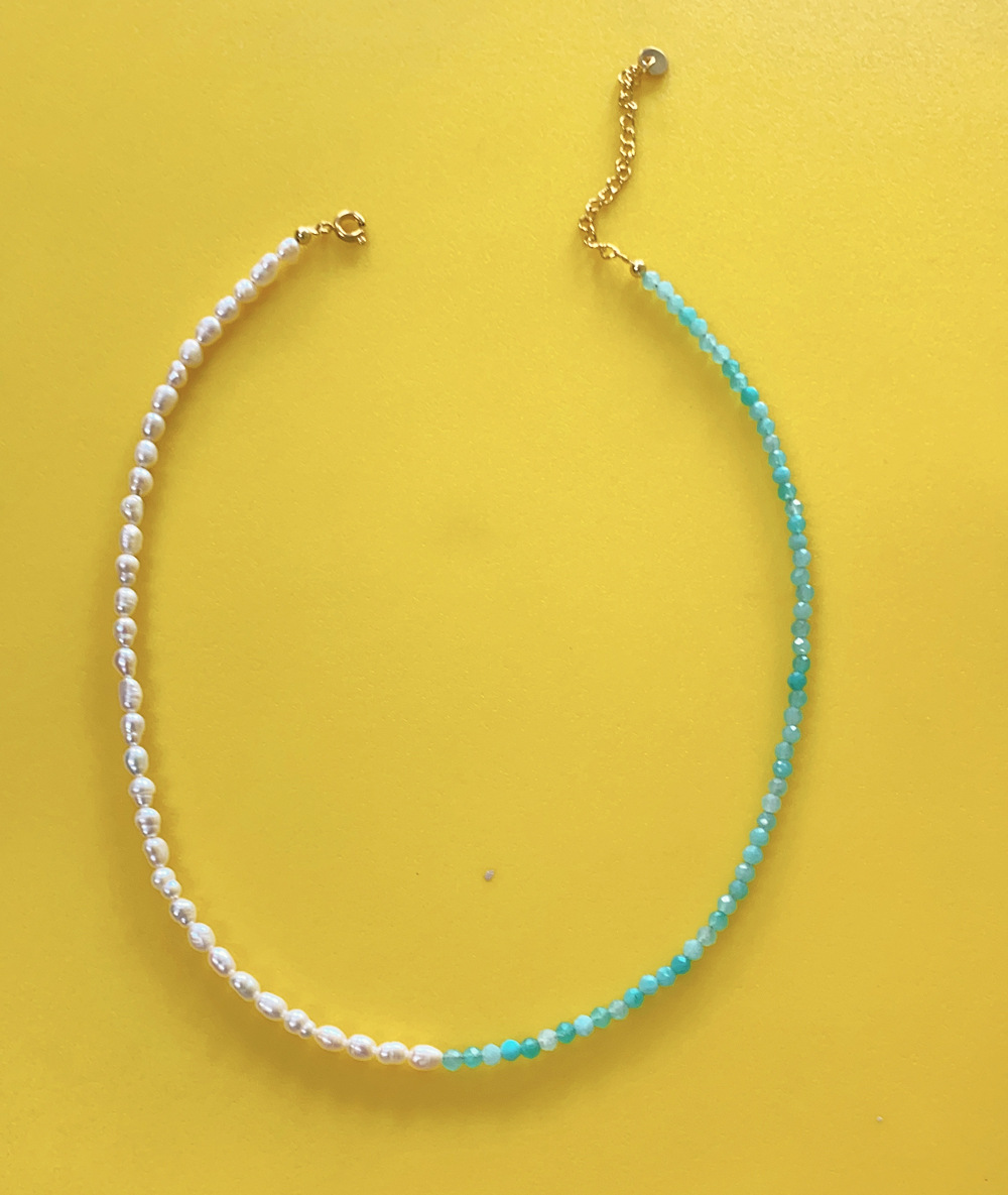 25g Weight Beads Pendant Material Necklace Classification Titanium Steel Chain Material 1 Piece Quantity Holiday, Daily Occasion Beaded, natural stone, Titanium Steel Material Geometric Pattern Women's Gender Beaded Design Simple Style Style Simple Style Geometric Beaded Natural Stone Titanium Steel Necklace In Bulk 9