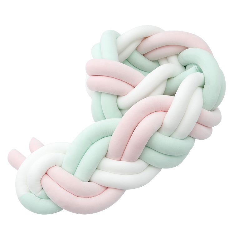 Cama de bebé tela cama cerca bolsa suave seis hebras trenzadas alta trenzada antichoque barrera de bebé grado madre