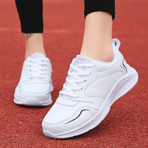 Autumn/Winter New Leather Waterproof Women's Casual Sports Shoes, Flat Anti-Slip Travel Shoes for Women, Plus Size Running Shoes
