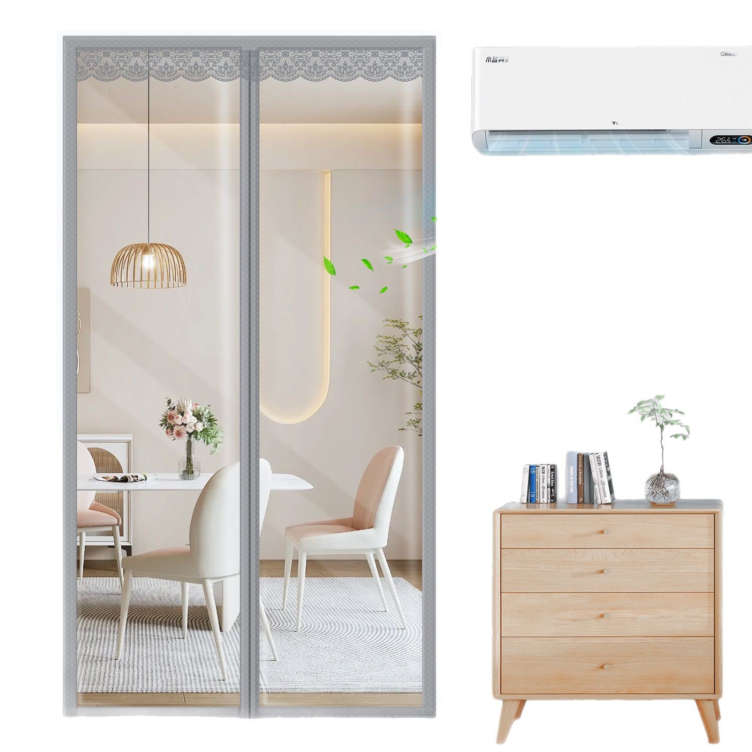 Cortina de partición de aire acondicionado a prueba de viento, cortina de puerta de aire frío para hogares de invierno caliente, cortina de viento transparente, cocina sin perforación de plástico