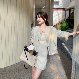 又a又飒休闲套装裙女秋季2026新款气质减龄棒球服夹克短裙两件套