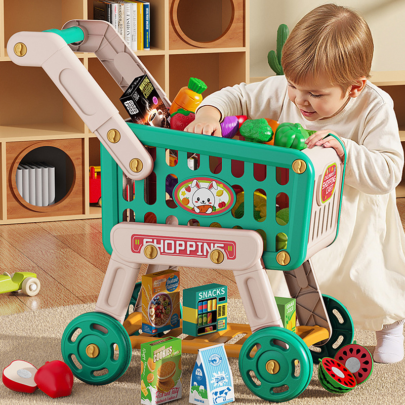 Children's Pretend Play Supermarket Shopping Cart Kitchen Toy Set Baby Stroller Fruit Cutting Fun for Boys and Girls Children's Pretend Play Supermarket Shopping Cart Kitchen Toy Set Baby Stroller Fruit Cutting Fun for Boys and Girls
