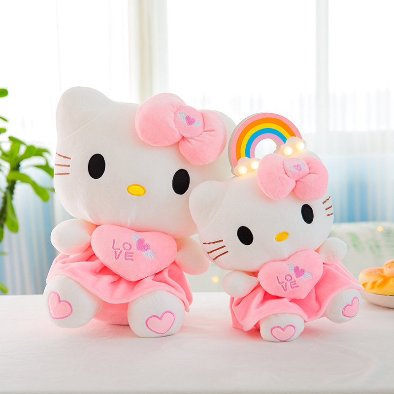 经典KT猫毛绒玩具凯蒂猫公仔抱心天使kt猫娃娃少女心生日礼物批发|undefined