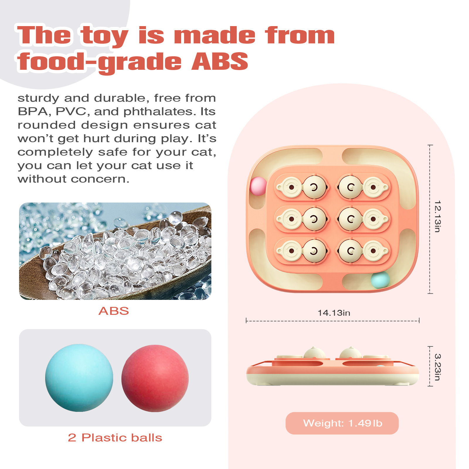 Interactive Cat Treasure Toy with Track Balls, Puzzle Feeder & Dual Difficulty