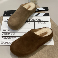 休闲百搭厚底加绒加厚保暖2025秋冬季新款毛毛包头棉拖鞋女