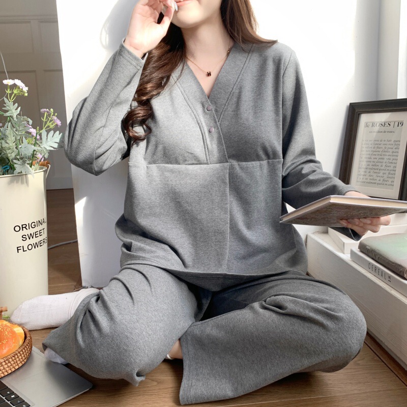 Confinement clothing spring, autumn and summer thin maternity pajamas adjustable maternity confinement nursing suit sweat-absorbent home wear