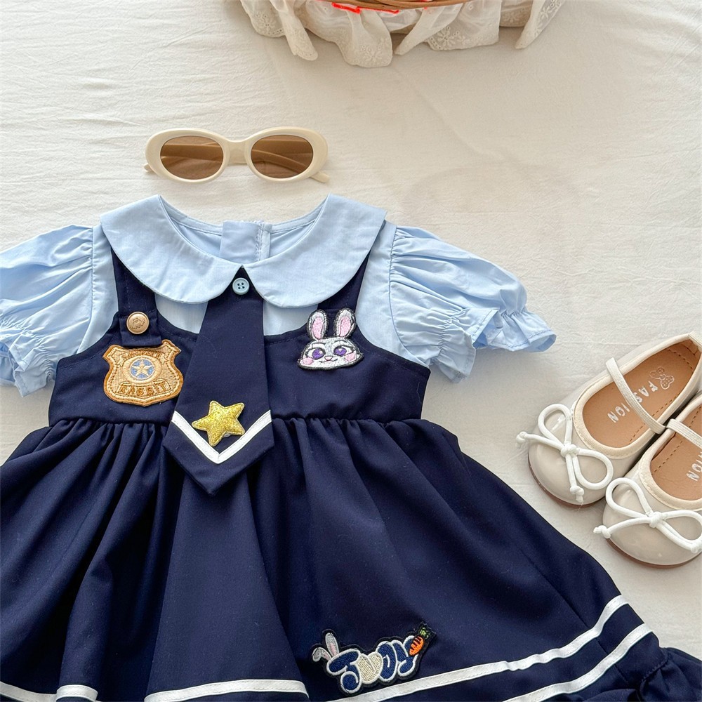 Vestido de princesa Lolita de siete niñas de limón salado estilo occidental 2025 nuevo vestido de policía de conejo de bebé de niña de verano