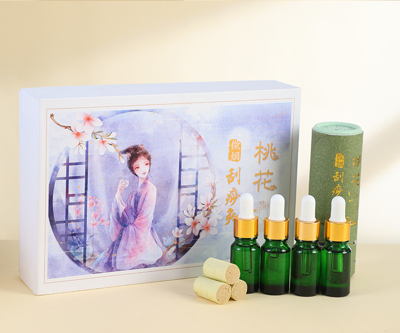 Handheld Moxa Stick Burner Box Portable Moxibustion Tool with Gua Sha Edge and Safflower Moxa Cones preparation