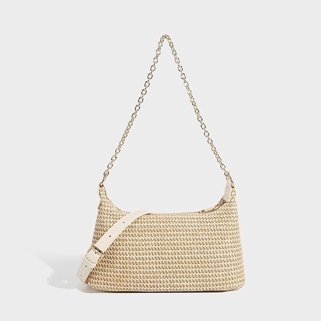 Women's Straw Woven Single Shoulder Chain Small Bag, a Summer Essential Casual High-Quality Bag, Single Shoulder Underarm Bag for Women