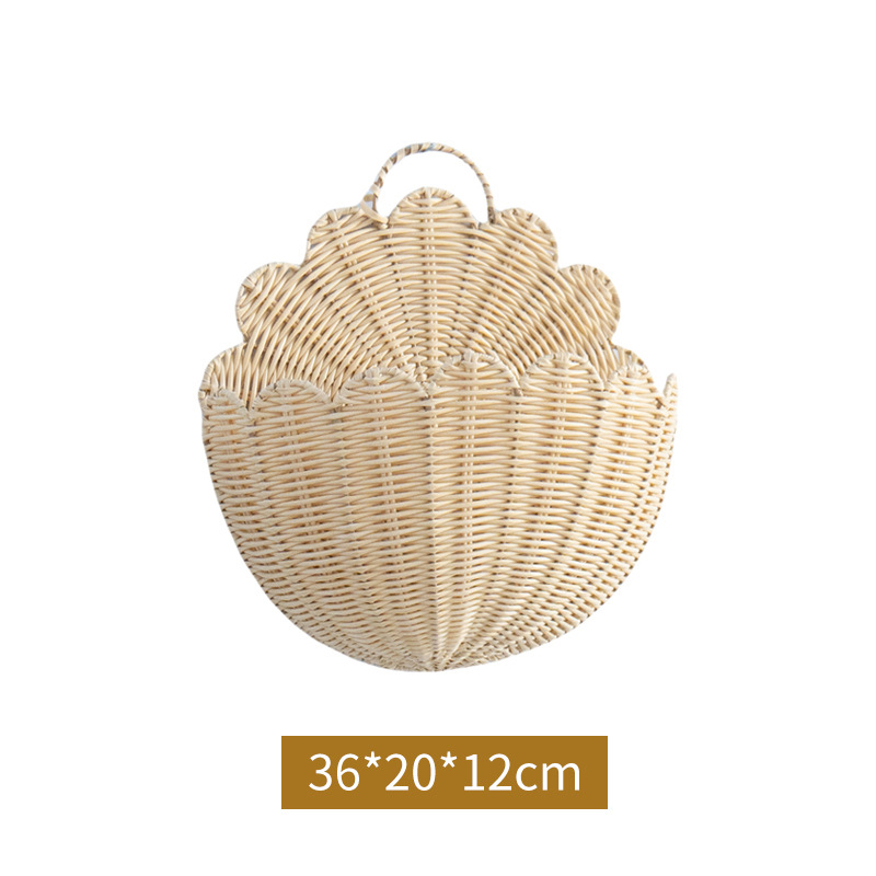 Cesta de almacenamiento de pared de caña personalizada decoración residencial llave cesta de almacenamiento de artículos diversos cestas de pared de decoración en forma de ventilador