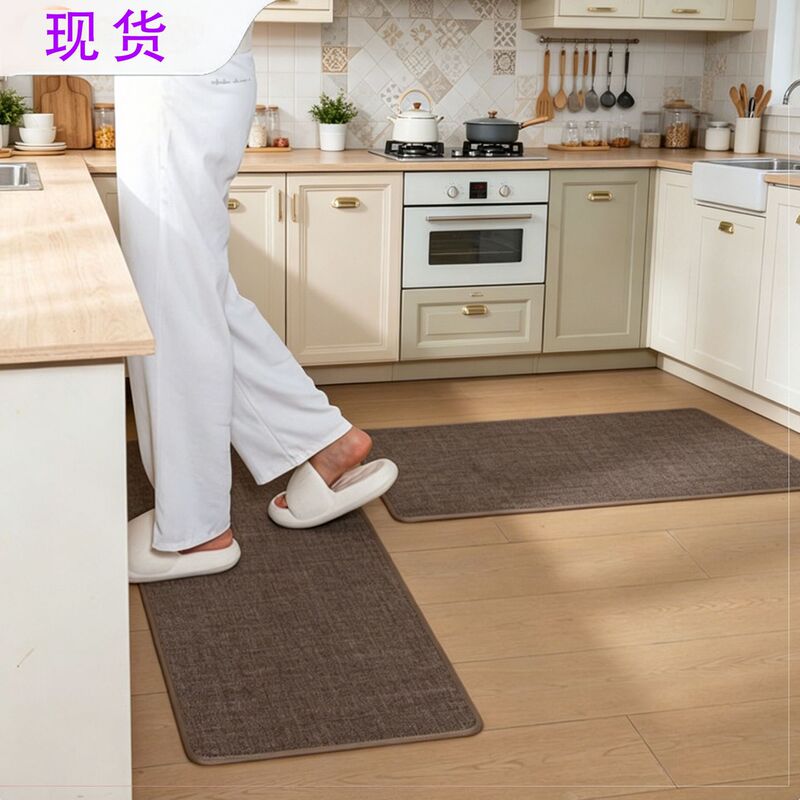 Linen Rubber Kitchen Floor Mat, Waterproof and Oil-Proof, Bathroom Entrance Door Pet Absorbent Mat, Quick-Drying and Non-Slip