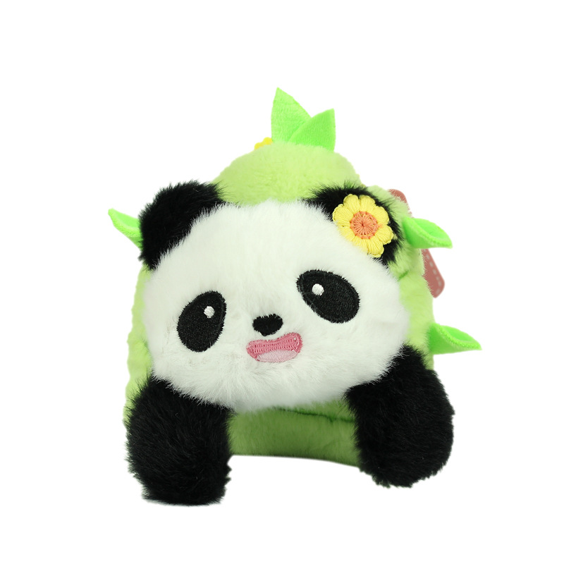 Red popularidad adorable brotes de bambú pequeño panda colgante juguetes de peluche muñeca bolsos colgantes llaveros muñecas de tela