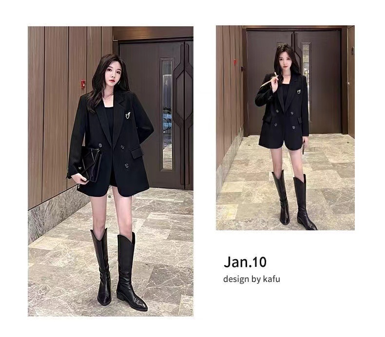 Elegant Women's Blazer British Style Slim-fit Lightweight Coat_voghion.com