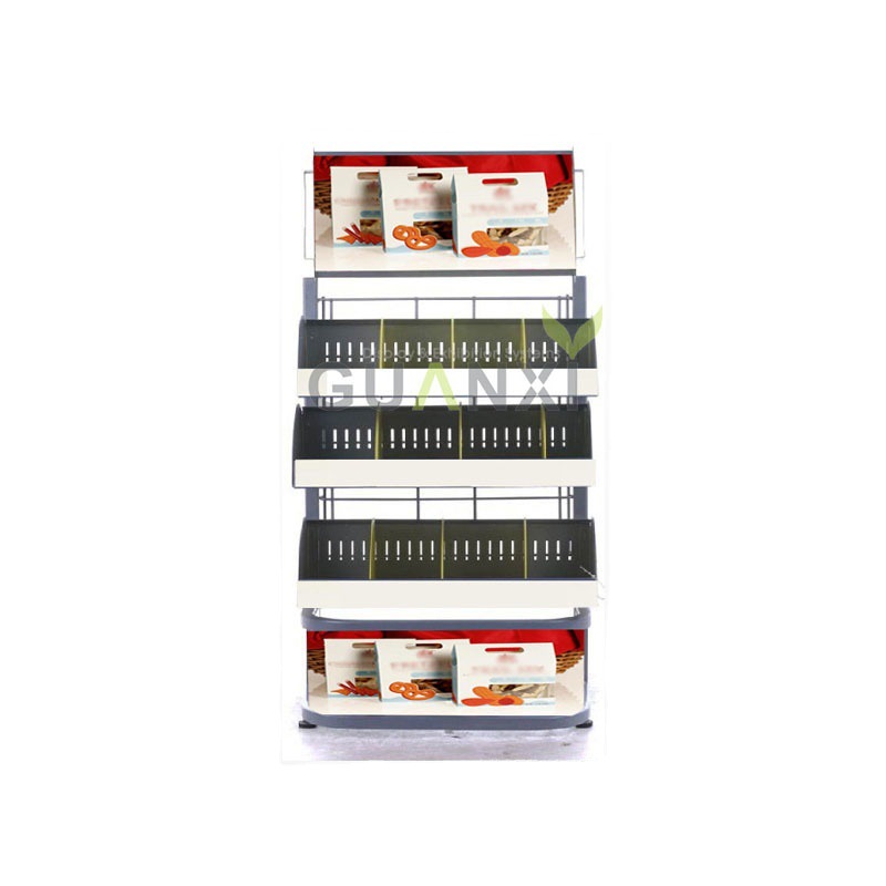 工厂加工组装式食品展示架 铁质喷涂饼干陈列架 零食促销架加工