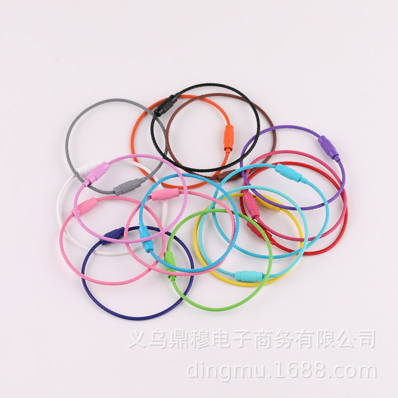 Metal Candy-Colored Keychain Pendant Source Factory Decoration DIY Accessories Colorful Rubber-Coated Steel Wire Ring Stainless Steel Metal Candy-Colored Keychain Pendant Source Factory Decoration DIY Accessories Colorful Rubber-Coated Steel Wire Ring Stainless Steel