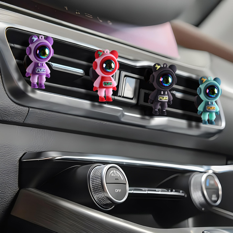 [Vehículo transfronterizo] salida de aire del automóvil hoja de aroma perfume de automóvil aire acondicionado decoración interior de dibujos animados oso relámpago