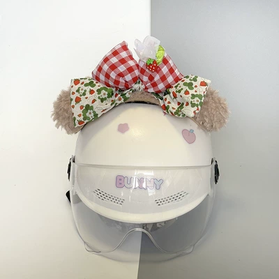 Motosiklet dəbilqələri – decoration rabbit ears winter - shirley-rose-strawberry-bow-helmet-not-included