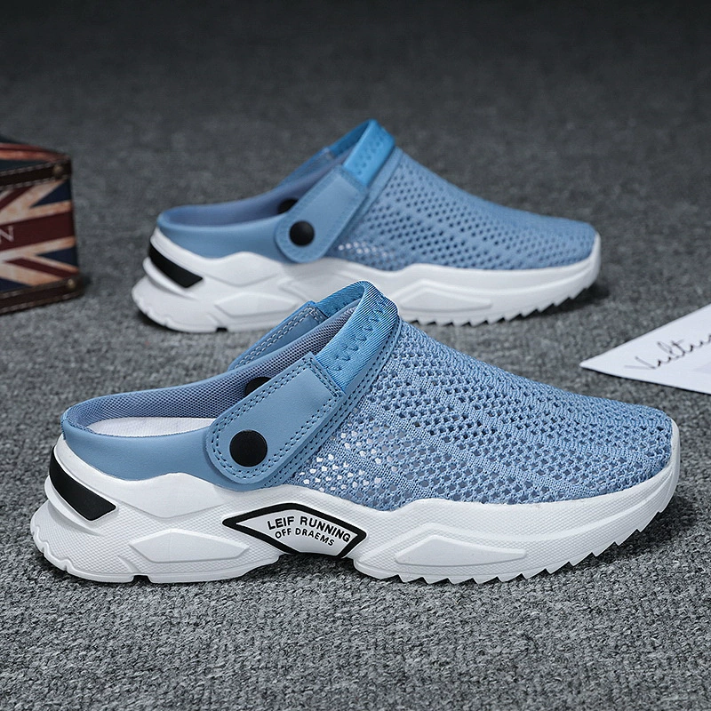 Трансграничные летние тапочки в Корейском стиле, мужская пляжная обувь, Нескользящие сандалии «Птичье гнездо», мужские тапочки, летающая тканая обувь с дырками, Двусторонняя одежда, крутая