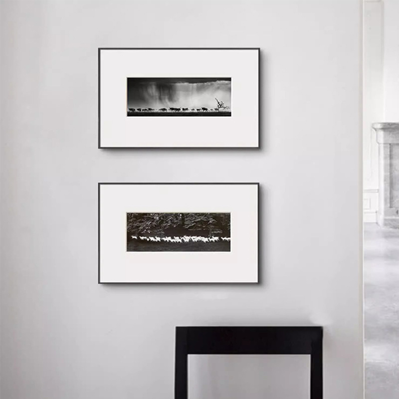 Black and White Pastoral Modern Abstract Model Room Entrance Decoration Painting Living Room Table Cabinet Painting Photography Style Hanging Painting